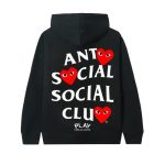 ASSC X COMME des GARCONS Black Hoodie front view with logo print