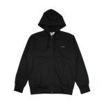 CDG Hoodie Zip-Up With Large Heart – Black Front View