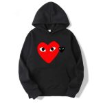 CDG Double Heart Hoodie front view with double heart logo