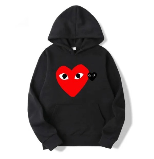 CDG Double Heart Hoodie Front CDG Double Heart Hoodie front view with double heart logo