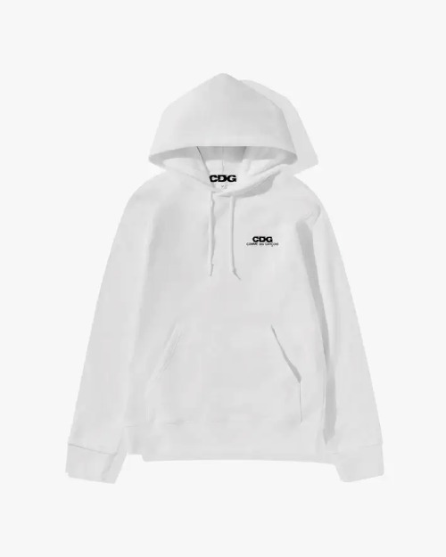 CDG Logo Hoodie White Front CDG Logo Hoodie White front view with logo