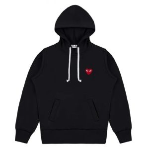 CDG Logo Pullover Hoodie black front view