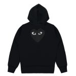 Cdg Play Big Heart Zip Hoodie (Black) front view with large heart logo
