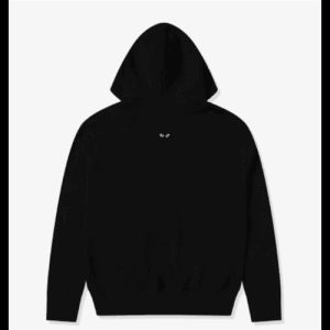 CDG Play Black Heart Zip Hooded Black front view with black heart logo