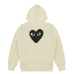 CDG Play Hoodie Sweatshirt with Big Hearts Ivory back view