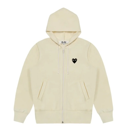 CDG Play Hoodie Sweatshirt with Big Hearts Ivory Front CDG Play Hoodie Sweatshirt with Big Hearts Ivory front view