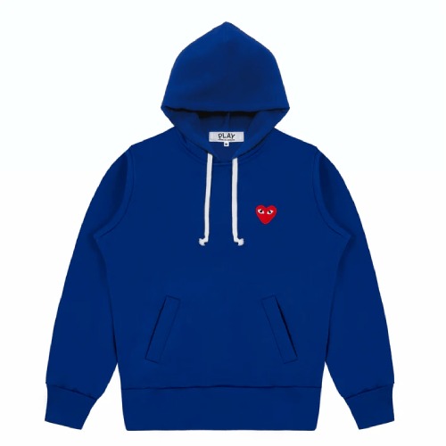 CDG Play Single Red Heart Hoodie in Navy Front CDG Play Single Red Heart Hoodie in Navy front view