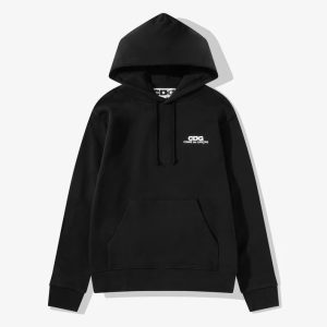 CDG Logo Hoodie Black front view