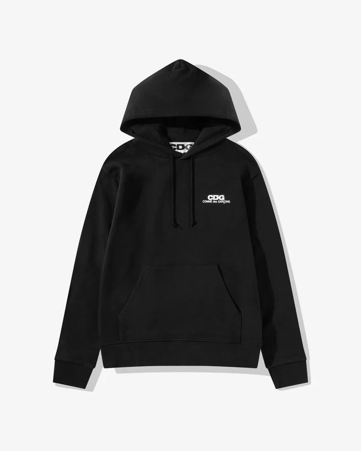 CDG Logo Hoodie Black Front CDG Logo Hoodie Black front view