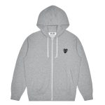 CDG Double Eye Black Heart Hoodie Sweatshirt Grey front view