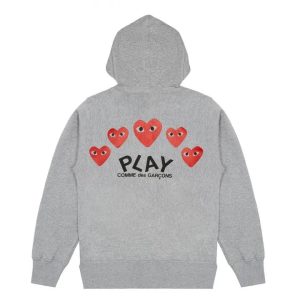 CDG Play Multi Logo Printed on Back Hoodie Front View