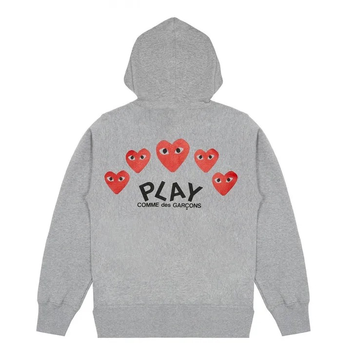CDG Play Hoodie Front Black CDG Play Multi Logo Printed on Back Hoodie Front View