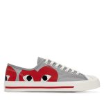 CDG Play Converse Low Top Red Heart Jack Purcell Sneakers Red front view