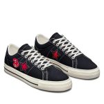 CDG Play Converse Red Heart One Star back view sneakers