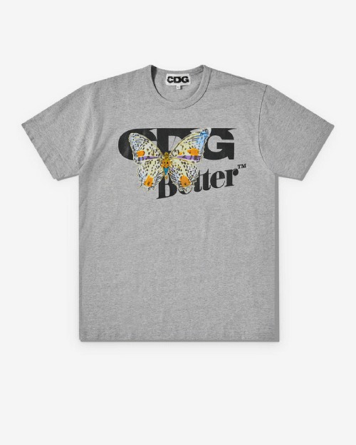 CDG Better Butterfly T-Shirt Grey Front Front view of CDG Better™ Gift Shop Butterfly T-Shirt Grey