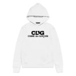 Comme des Garcons Logo Hoodie White front view
