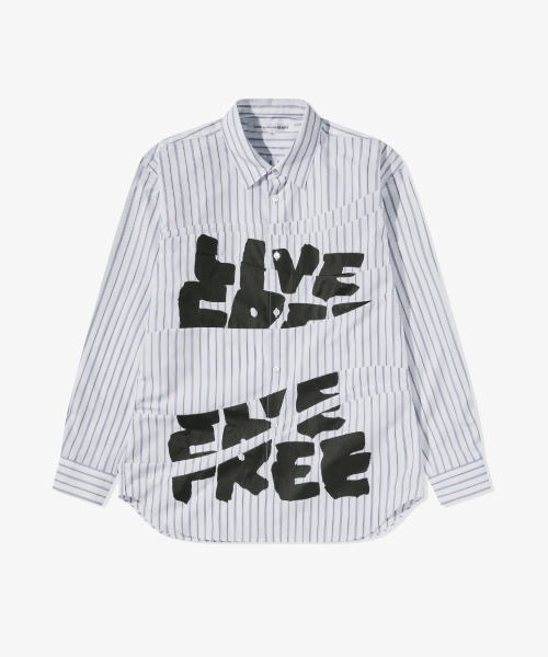 CDG-Mens-Live-Free-Curved-Printed-Shirt.png CDG Men’s Live Free Curved Printed Shirt - Image 1