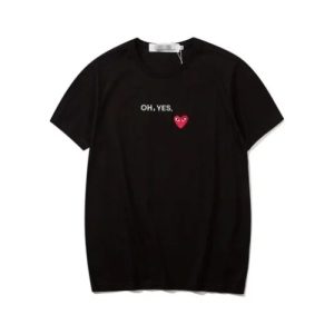 CDG Oh Yes Black Tee Shirt front graphic design