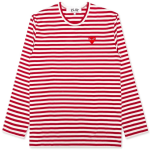CDG PLAY Big Red Heart Striped L/S T-Shirt (White/Red)