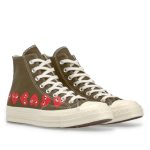 CDG PLAY CONVERSE Multi Red Heart Chuck Taylor All Star ’70 High Sneakers back view