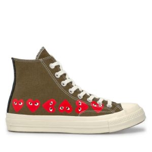 CDG PLAY CONVERSE Multi Red Heart Chuck Taylor All Star ’70 High Sneakers front view