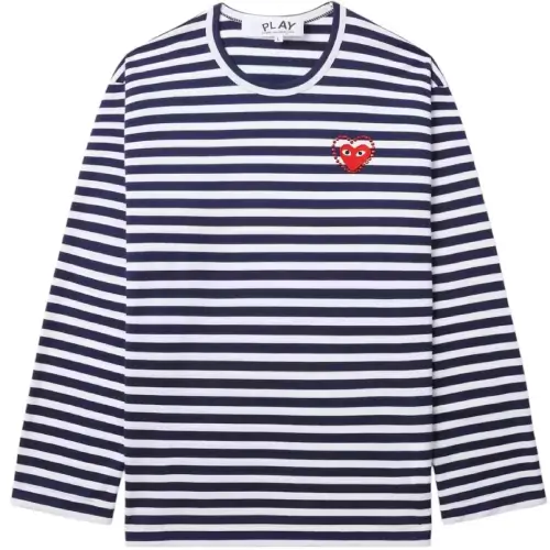 CDG-PLAY-Metalstone-Heart-Striped-LS-Tee-Navy-White.webp CDG PLAY Metalstone Heart Striped L/S Tee (Navy/White) - Image 1