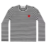 CDG Play Striped Long Sleeve Tee White/Black