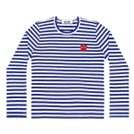 CDG PLAY Striped Long Sleeve T-Shirt (White/Blue)