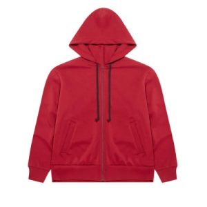 CDG PLAY Zip Hoodie with Red Invader Heart and Blue Emblem front view