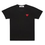 CDG Play Basic T-Shirt Red Emblem Black front view