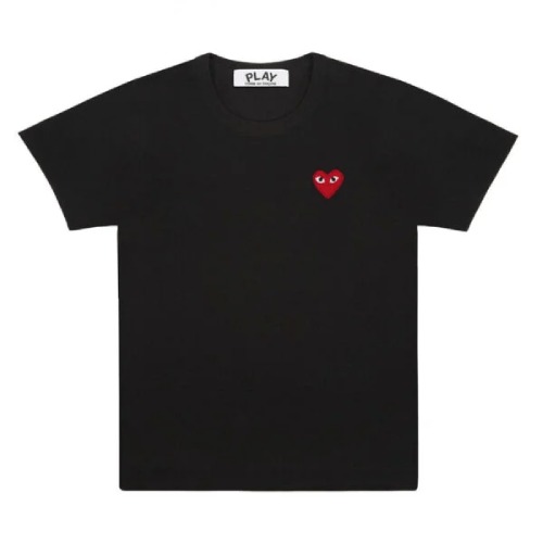 CDG Play T-Shirt Front Black Red Emblem CDG Play Basic T-Shirt Red Emblem Black front view