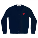 CDG Play Cardigan Red Emblem Navy