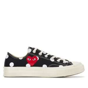 CDG Play Converse Polka Dot Red Heart Chuck Taylor ’70 Low Sneakers front view