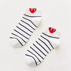 CDG Play Line Heart Socks front view with heart logo
