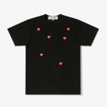 Front view CDG Play Multi Red Heart Logo T-Shirt Black