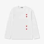 CDG Play Multi Red Heart Long Sleeve T-Shirt White