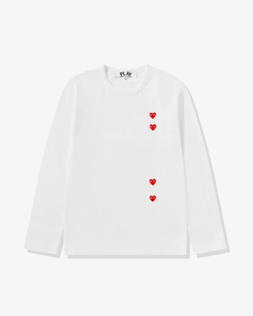 CDG-Play-Multi-Red-Heart-Longsleeve-T-Shirt-White.png CDG Play Multi Red Heart Long Sleeve T-Shirt White - Image 1