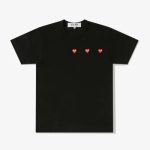CDG Play Multi Red Heart T-Shirt Black front view