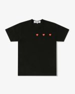 CDG Play Multi Red Heart T-Shirt Black front view