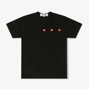 CDG Play Multi Red Heart T-Shirt Black front view