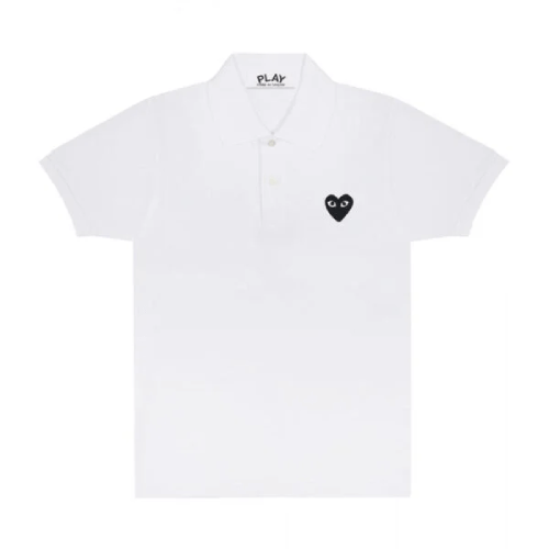 CDG-Play-Polo-Black-Emblem-White.png CDG Play Polo Black Emblem (White) - Image 1