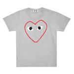 CDG Play T-shirt red and white outline heart front view