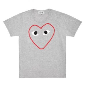 CDG Play T-shirt red and white outline heart front view