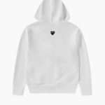 CDG Play Unisex Reverse Black Heart Zip Hooded Sweatshirt White front view
