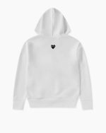 CDG Play Unisex Reverse Black Heart Zip Hooded Sweatshirt White front view