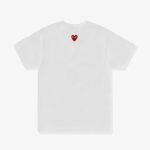 CDG Play Unisex Reverse Red Heart T-Shirt White Front View