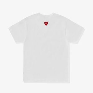 CDG Play Unisex Reverse Red Heart T-Shirt White Front View