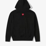 CDG Play Unisex Reverse Red Heart Zip Hooded black front view