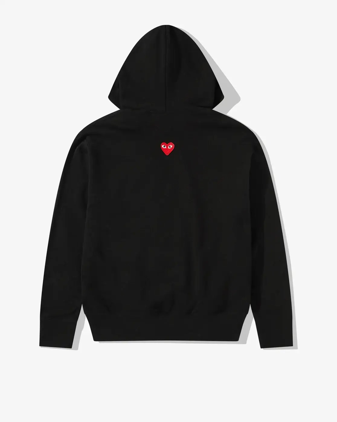 CDG Play Unisex Reverse Red Heart Zip Hooded Sweatshirt Black Front CDG Play Unisex Reverse Red Heart Zip Hooded Sweatshirt Black front view