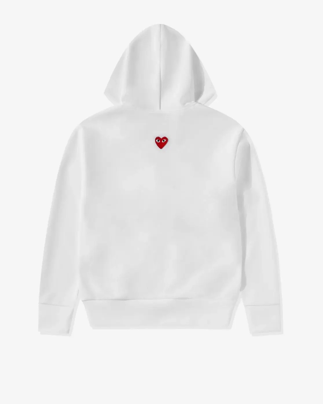CDG Play Red Heart Zip Hoodie Front CDG Play Unisex Reverse Red Heart Zip Hooded White Front View